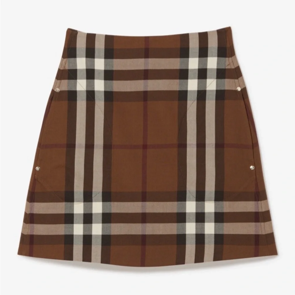 ✨ New Authentic Burberry Wool Check Skirt – Dark Birch Brown | Women’s Size 0 ✨